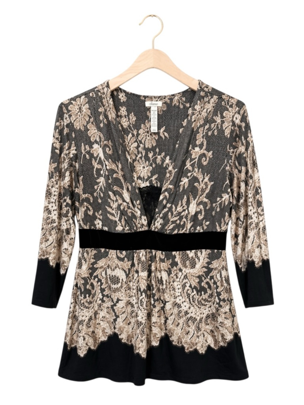 Y2K Womens Babydoll Lace Velvet Top Medium Floral Dark Fairy Grunge Forest Fairy